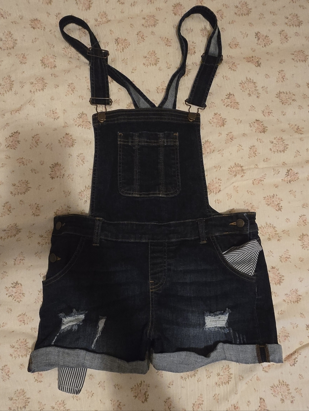 Wax Jean Dark Indigo Denim Shorts Overalls
